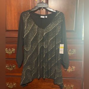 Kim Rogers black and gold top size medium